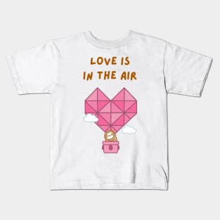 Love is in the Air Hot Air Balloon Sloth Kids T-Shirt